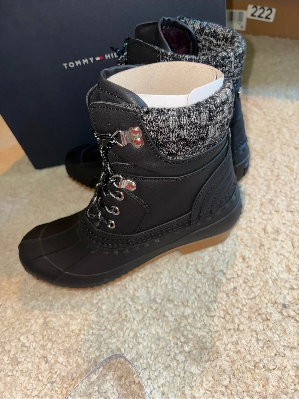 Tommy Hilfiger Black Rainah Duck Lace-Up Boots